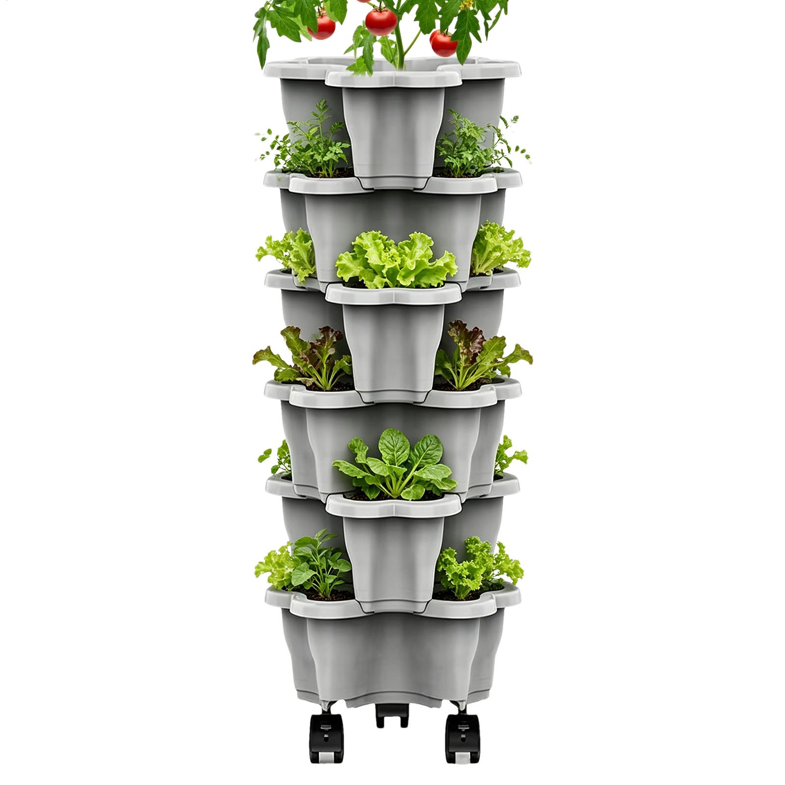 Agriculture Vertical Farming - 6-Tier Plastic Stackable Vertical Flower Pot