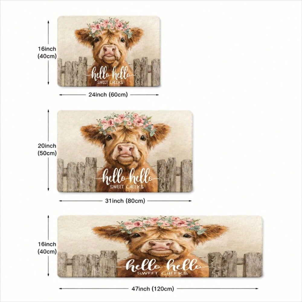 1PC, Cute Highland Cow with Fl - Cow Mat Rubber のレビューと価格