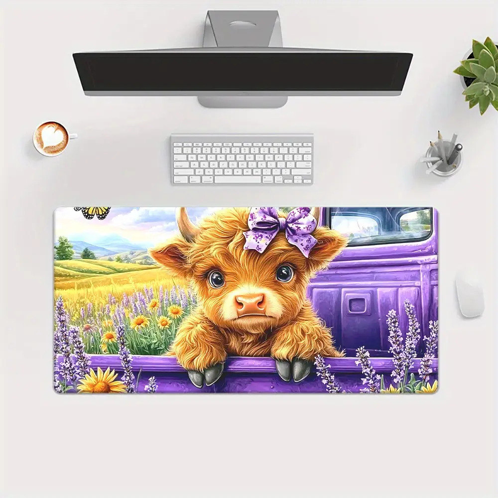 Cute Highland Cow Lavender Fie - Cow Mat Rubber のレビューと価格