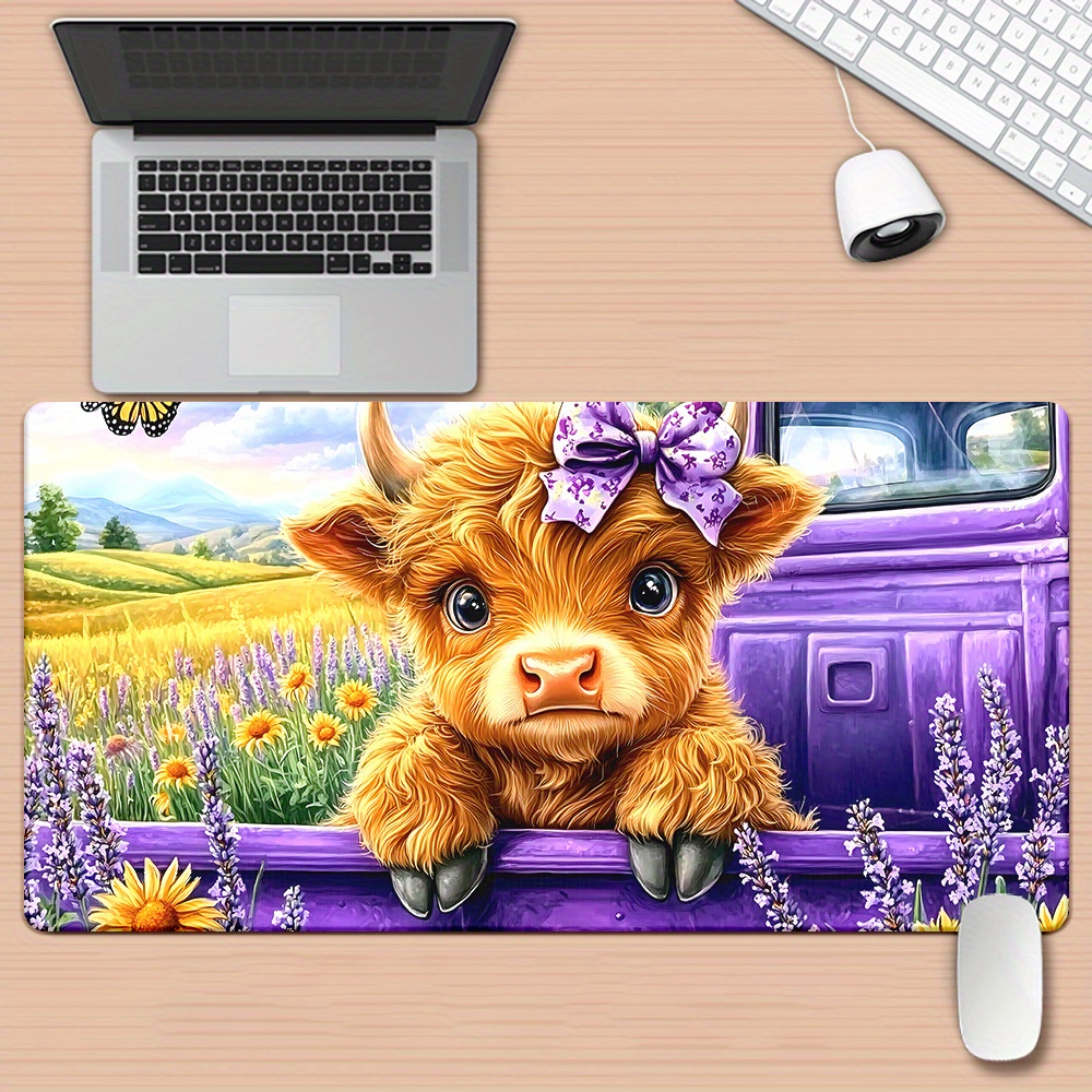 Cute Highland Cow Lavender Fie - Cow Mat Rubber のレビューと価格