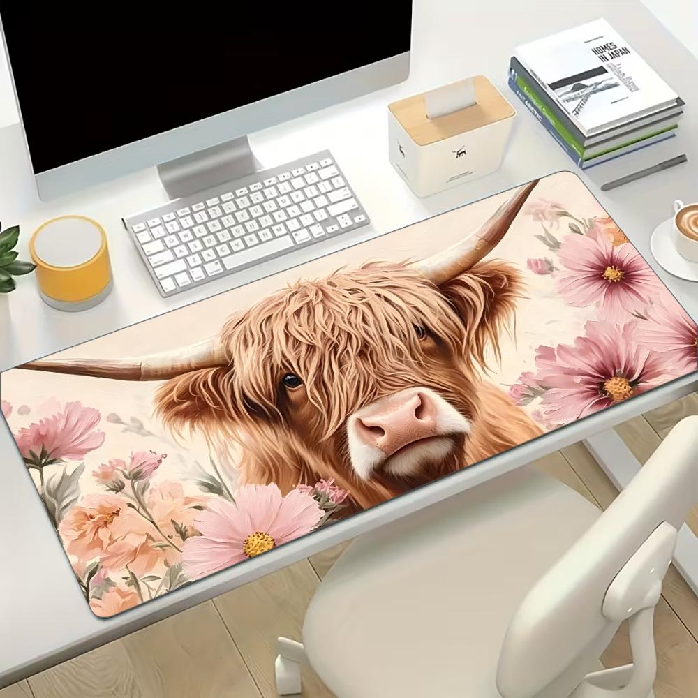 Highland Cow Pink Floral Large - Cow Mat Rubber のレビューと価格