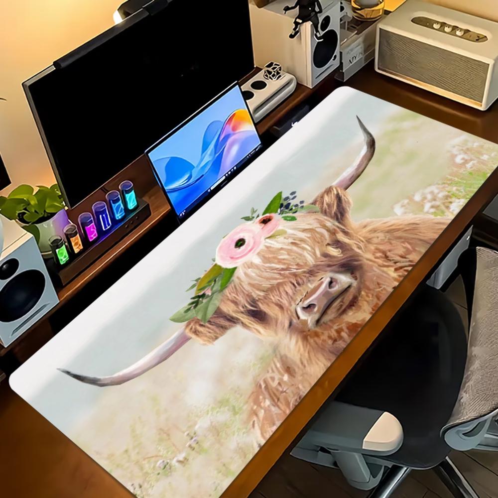 Highland Cow Pink Floral Large - Cow Mat Rubber のレビューと価格