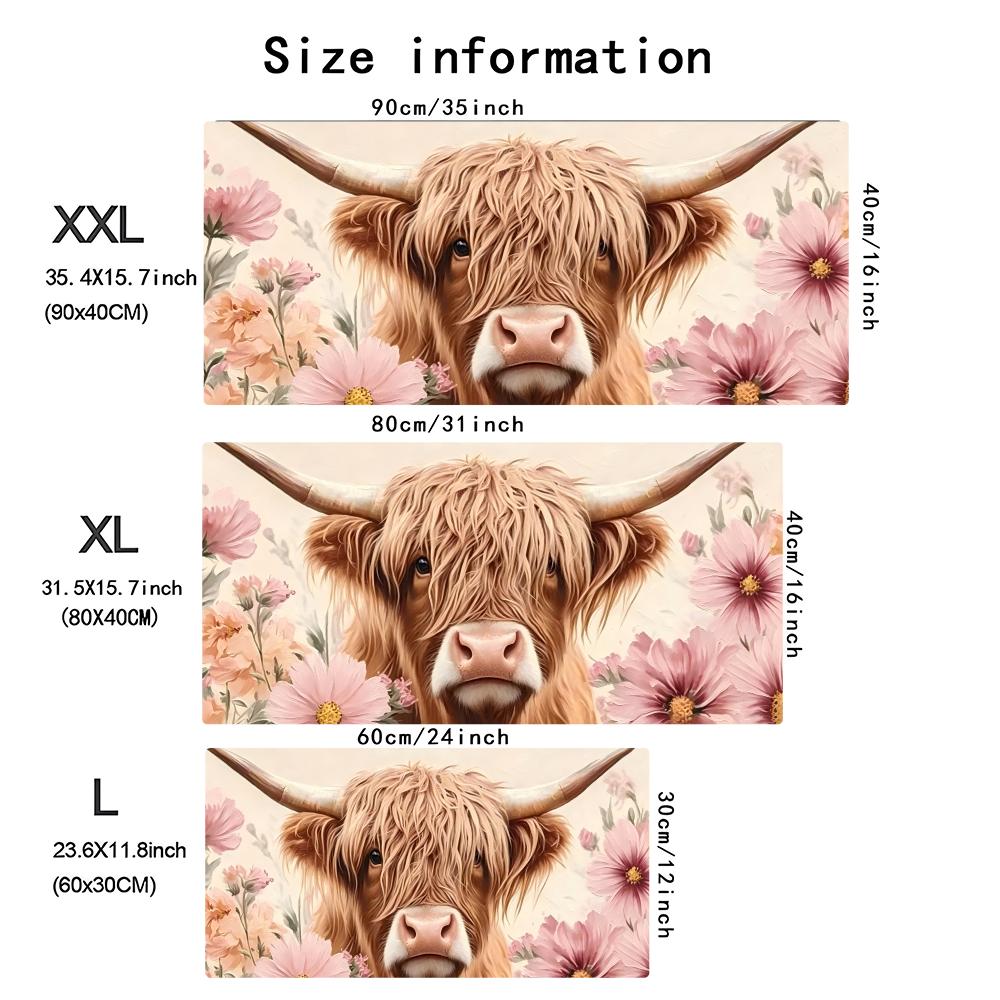 Highland Cow Pink Floral Large - Cow Mat Rubber のレビューと価格