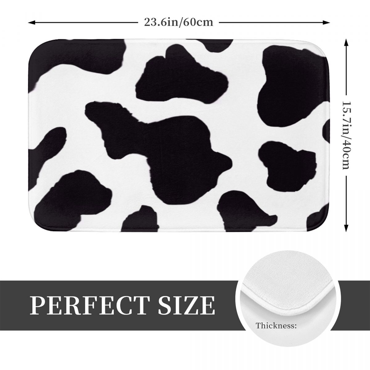 Cow Print Bath Mat Black Anima - Cow Mat Rubber のレビューと価格