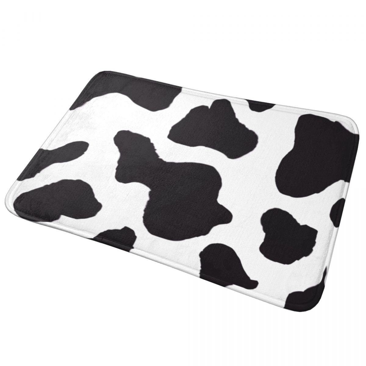 Cow Print Bath Mat Black Anima - Cow Mat Rubber のレビューと価格