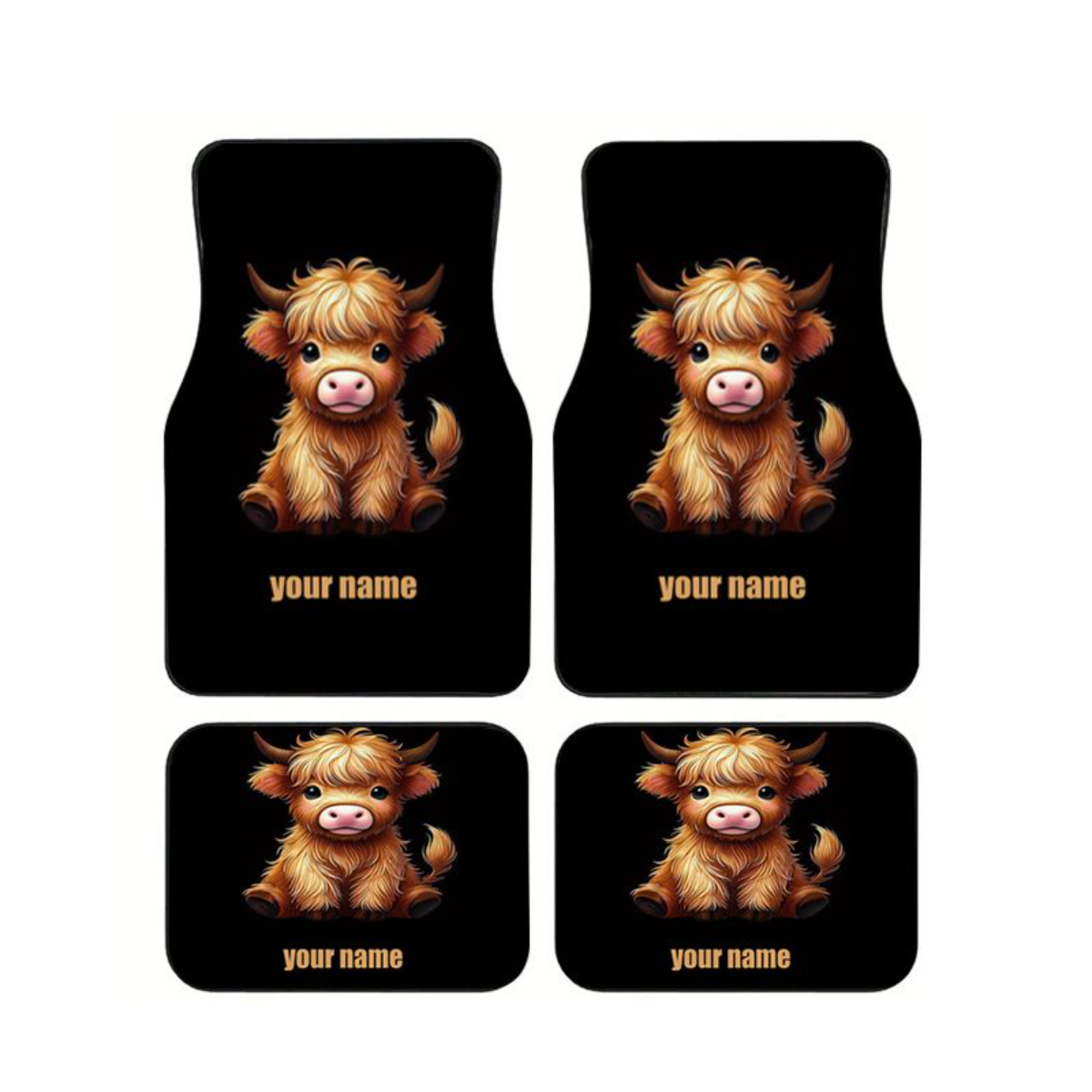 Universal 4 Pcs Car Floor Mats - Cow Mat Rubber のレビューと価格