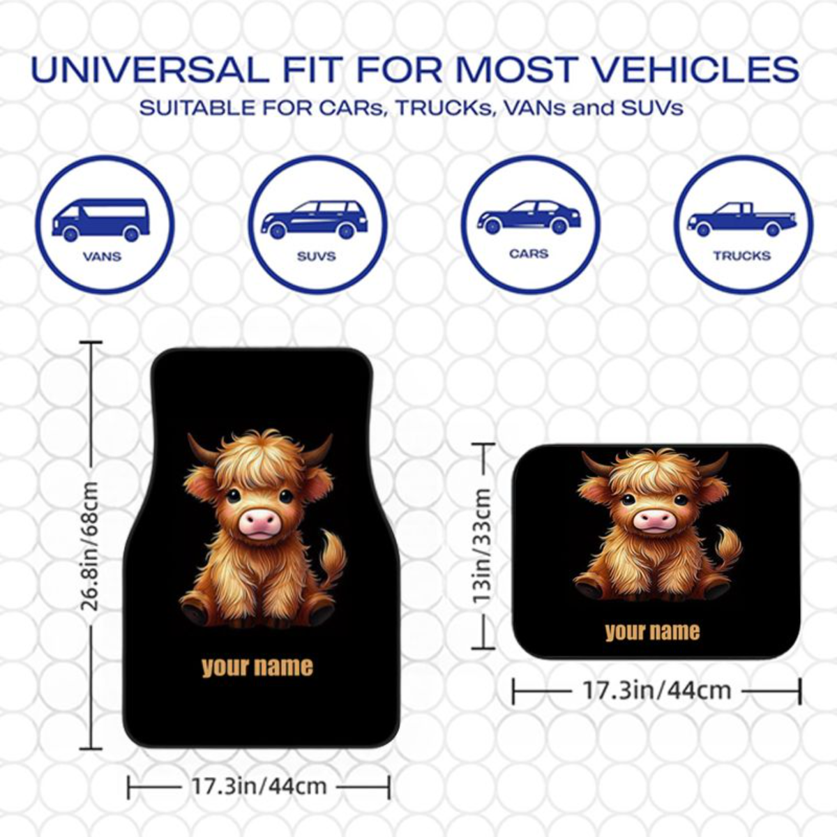 Universal 4 Pcs Car Floor Mats - Cow Mat Rubber のレビューと価格