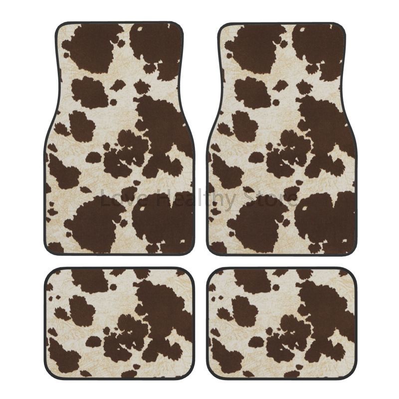 Cow Car Floor Mats Set of 4 Br - Cow Mat Rubber のレビューと価格
