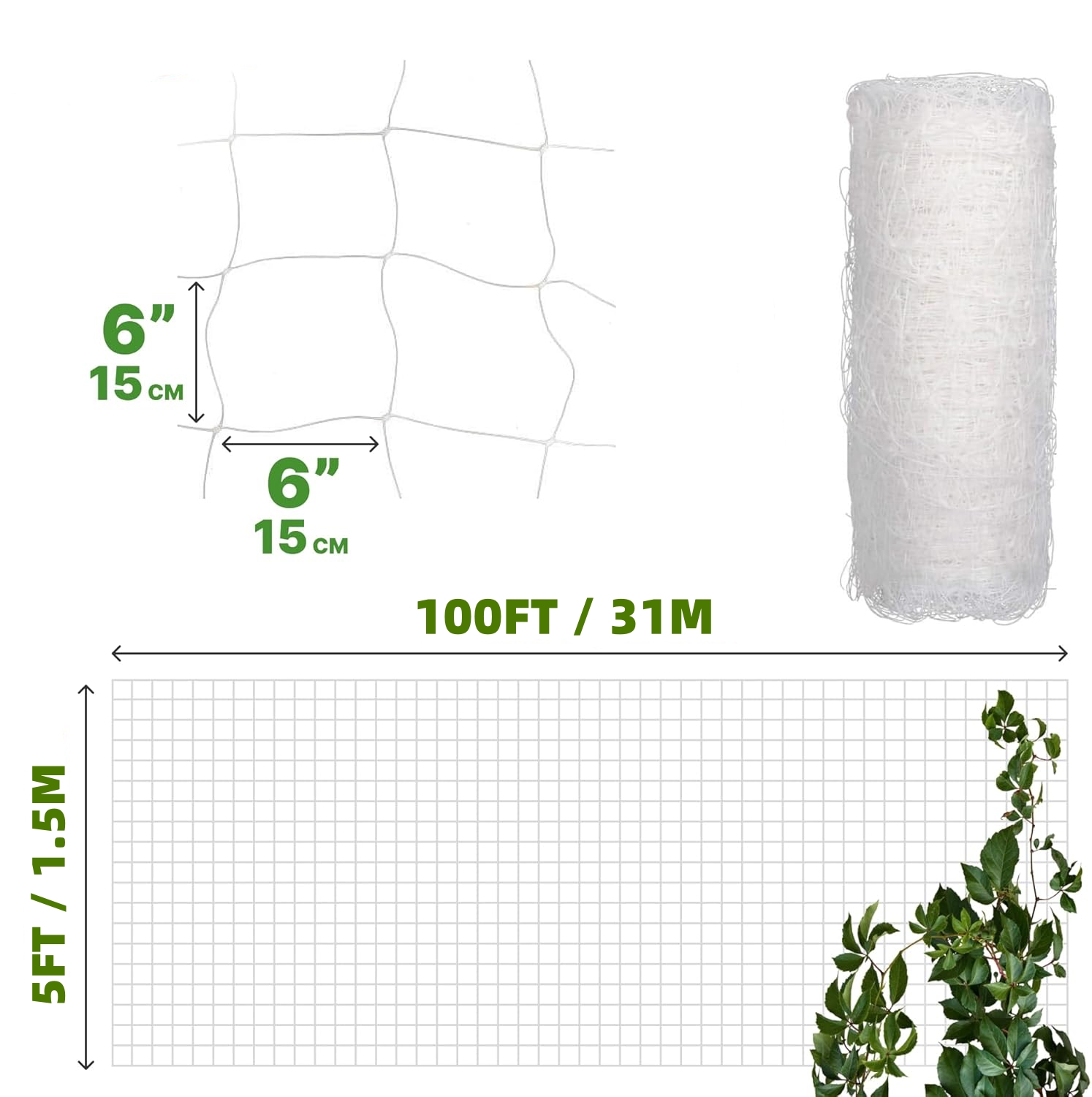 Plastic Trellis Netting 4x100f - Agriculture Vertical Farming のレビューと価格